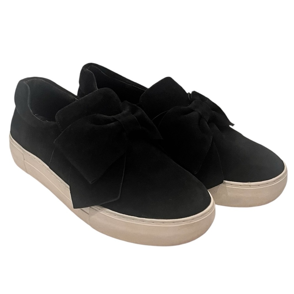 J/SLIDES NYC  PLATFORM SNEAKER WITH BOW Black suede Women’s Shoes  9.5